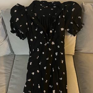 Lucky brand floral dress with puff sleeves and belt